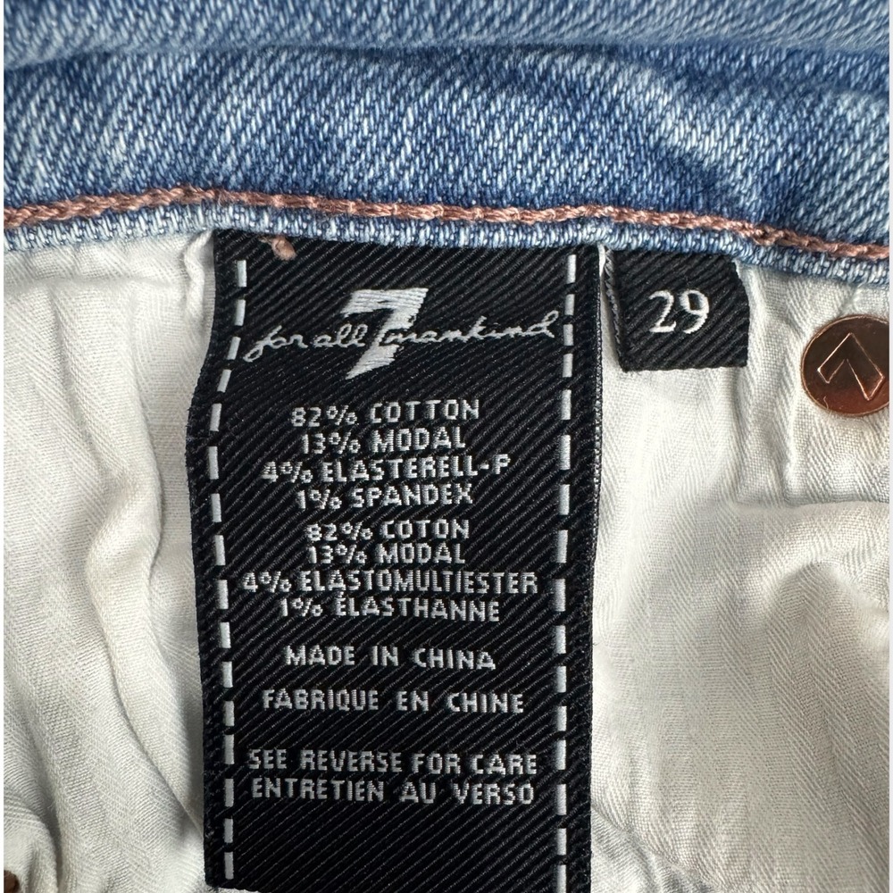 7 For All Mankind Luxe Vintage Edie Straight Leg Distressed Jeans Light Wash 29 - Picture 4 of 9